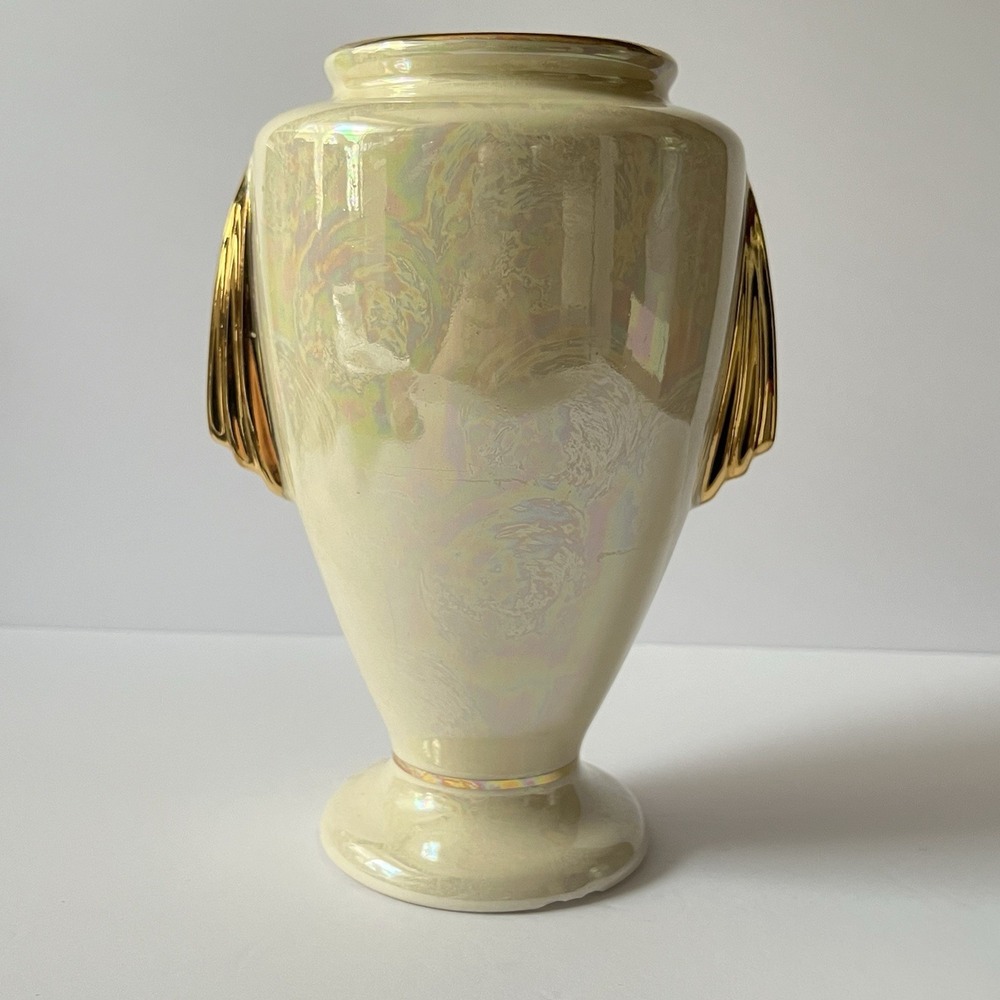 Vintage‎ Pearl China Co Lusterware Large Vase Urn 22KT Gold Hand Painted